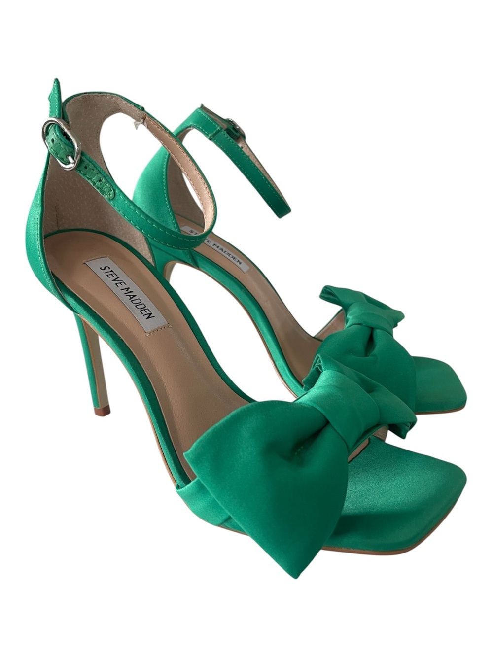 Steve Madden Trusty Green Bow Coquette Heels Stilletto Sandals 8 New